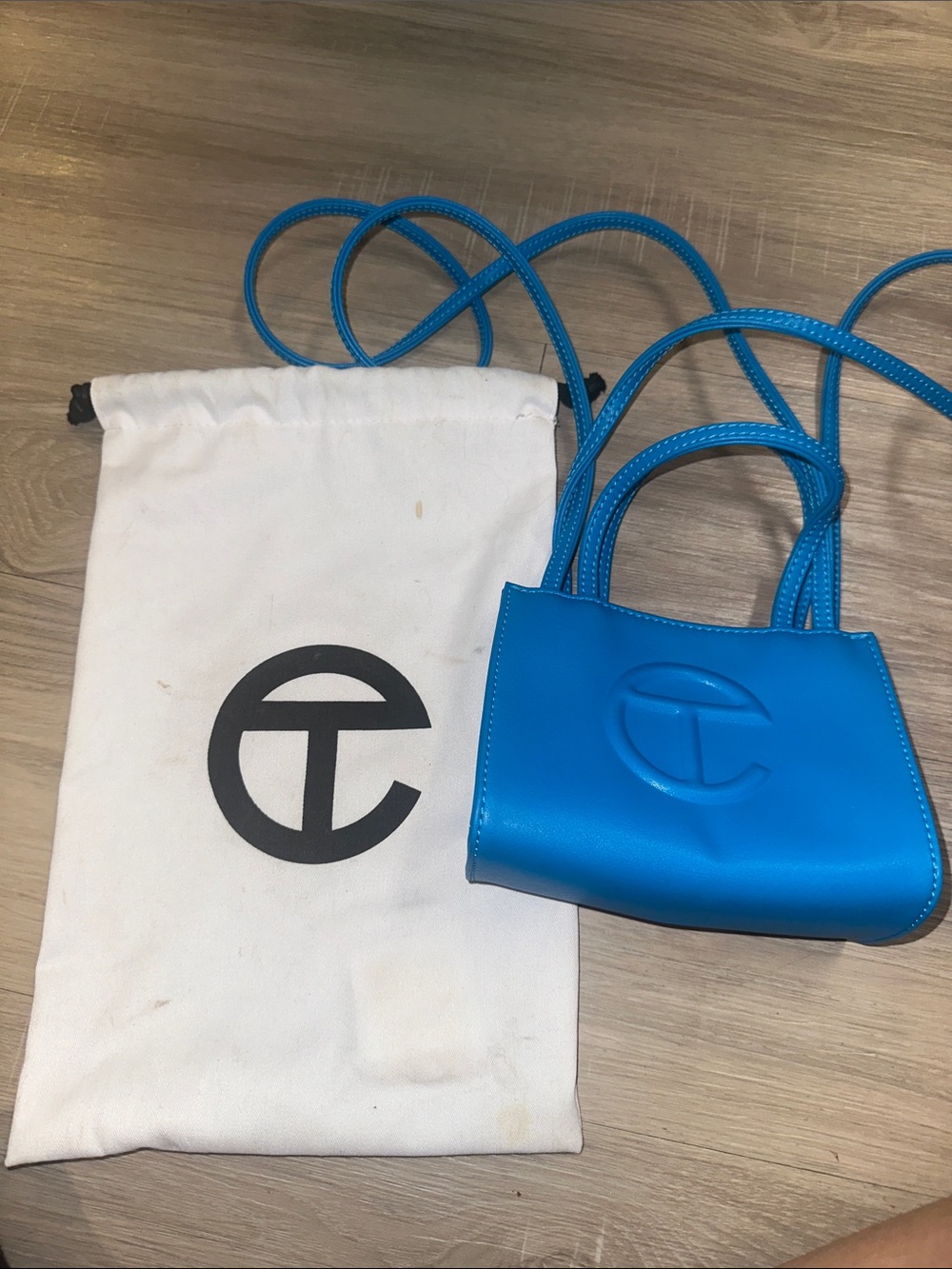 Telfar Small Mini Bag in Bright Blue with Embossed Logo